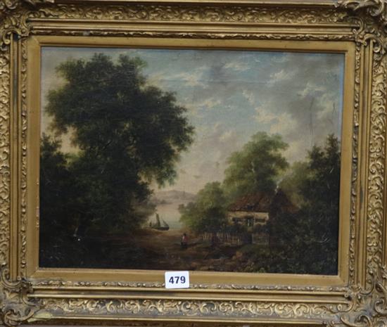 R. Woodley Brown, oil on canvas, landscape, signed and dated 1844 verso, 30 x 40cm